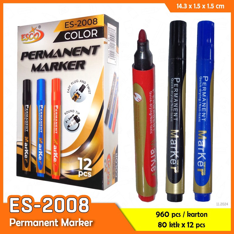 

PERMANENT MARKER ESCO ES-2008 BLACK | SPIDOL HITAM PERMANEN