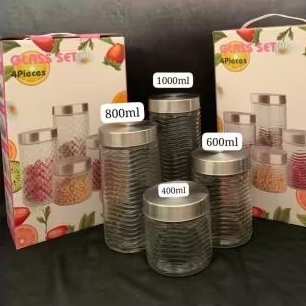 Glass set/toples kaca cantik isi 4/toples set