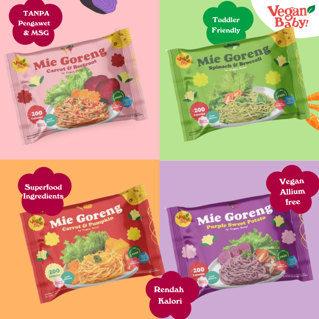

[BESTSeller] Vegan Baby Mie Goreng Rendah Kalori Vegetarian Mie Diet Anak Sehat Bayam Brokoli, Wortel Bit, Wortel Pumpkin, Ubi Ungu Non MSG