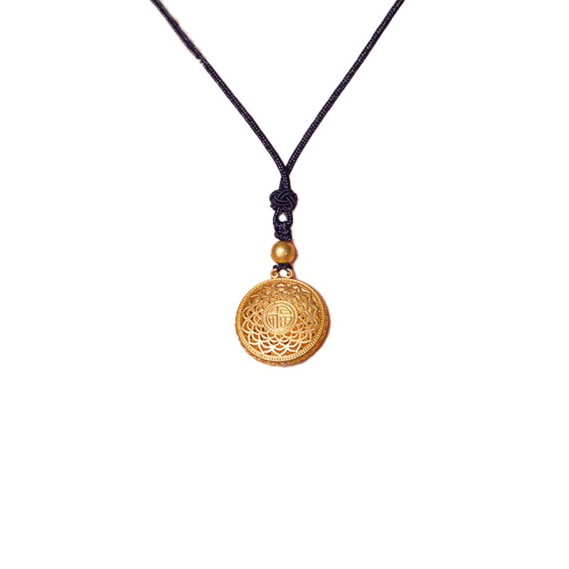 Sand Gold Kalung Wanita Eight Treasures Hollow Lotus Necklace Semoga Berkah Keselamatan Dan
