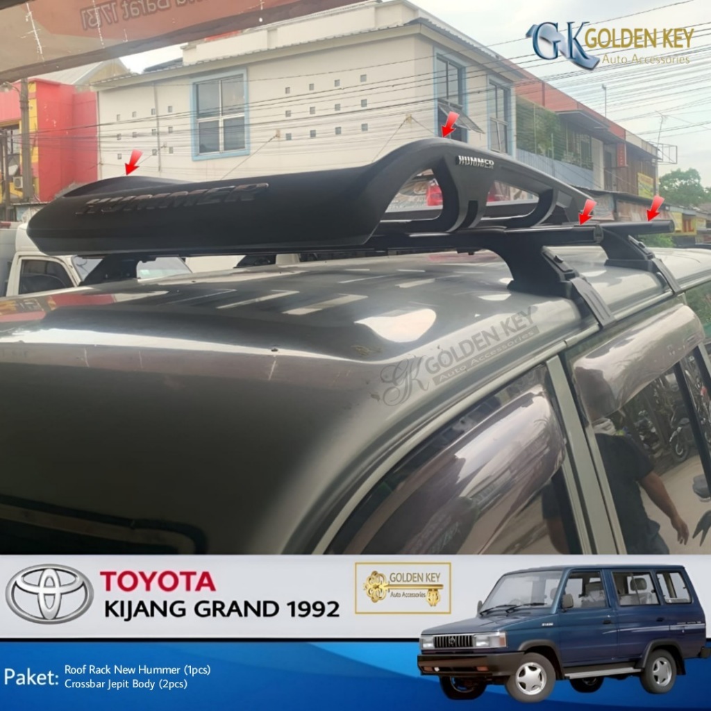 PAKET Kijang Grand 1992 Roof Rack New Hummer + Crossbar Jepit Body Rak Bagasi Atas Mobil