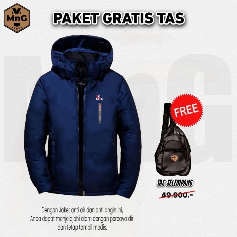 MnG Jaket Gunung Parasut Pria Windbreaker Outdoor Waterproof Bahan Taslan Premium