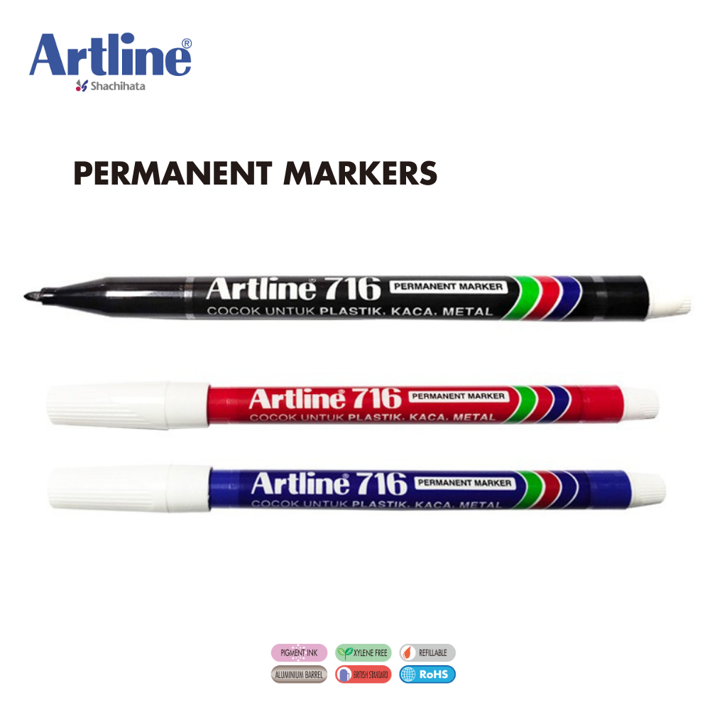 

( 1 Pcs ) Permanent Marker Artline 716 / Spidol Permanen Kecil Artline EK-716