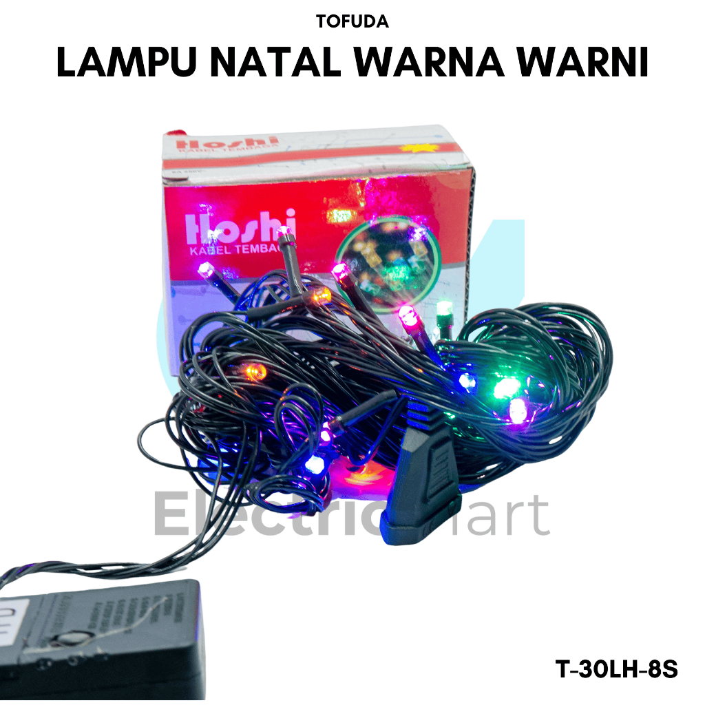 Lampu Natal LED Tumblr 7 Warna Lancip 100 LED Kabel Hitam
