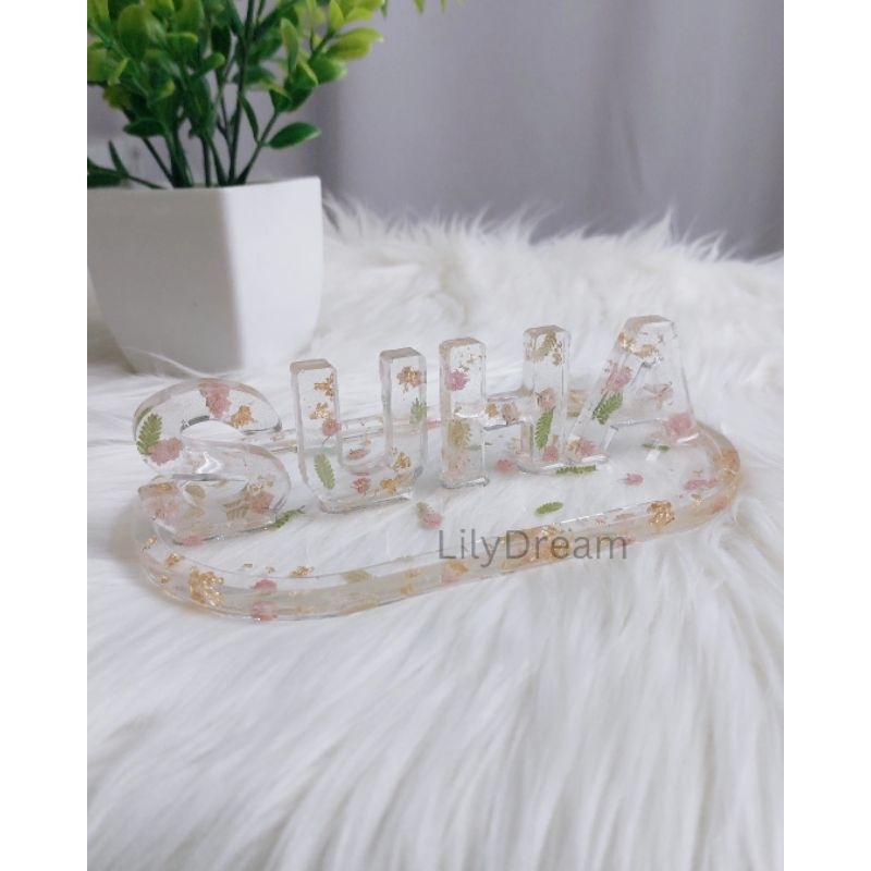 Oval Tray Resin Art with Name Standing