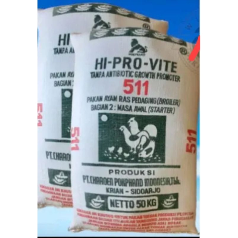 Pakan ayam atau pur ayam HI PRO VITE 511 1000 gram untuk ayam pedaging