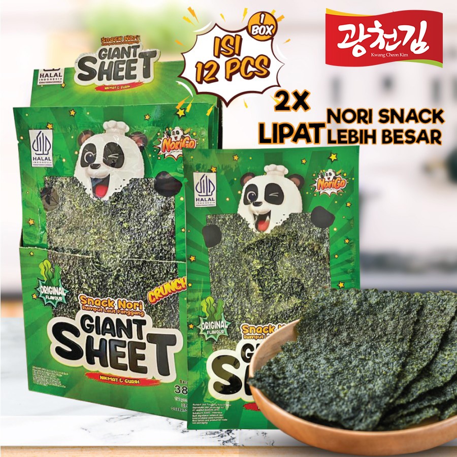 

[1 BOX ISI 12 Pcs] Norigo / Snack Nori Giant Sheet / Snack Rumput Laut 38.4g