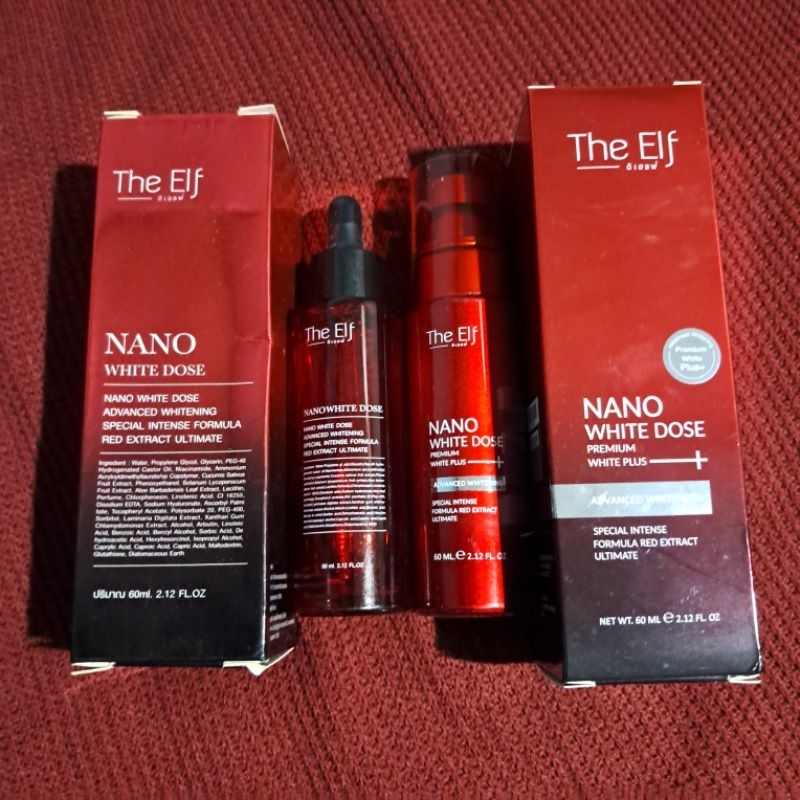 [BOTOL KOSONG] THE ELF SERUM 60ML NANO WHITE DOSE BODY SERUM ORIGINAL THAILAND BOTOL KACA PUMP PIPIE