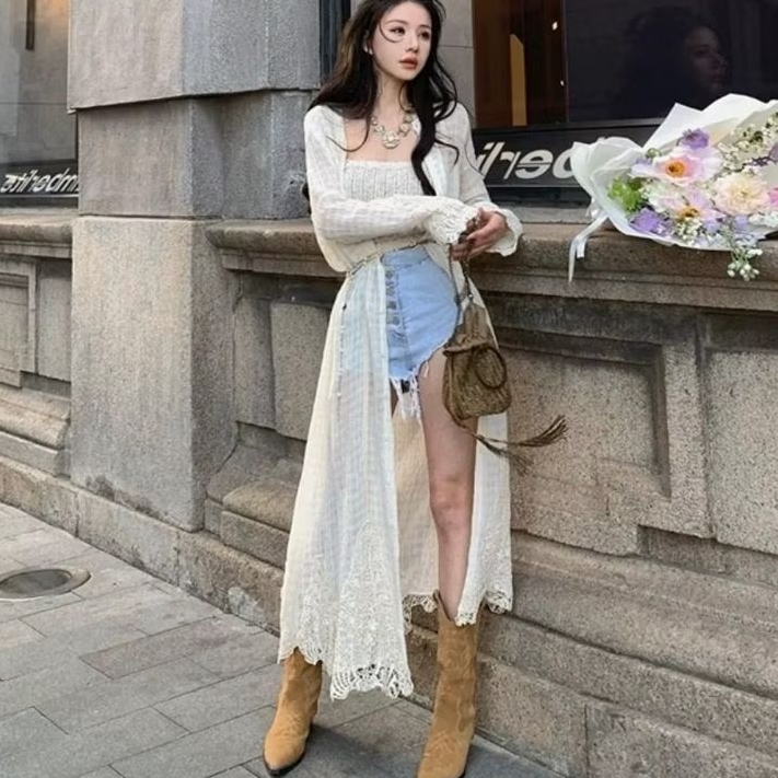 08200 Baju atasan outer luaran cardigan panjang YOLANDA COVER UP MAXI DRESS lengan panjang Korean st