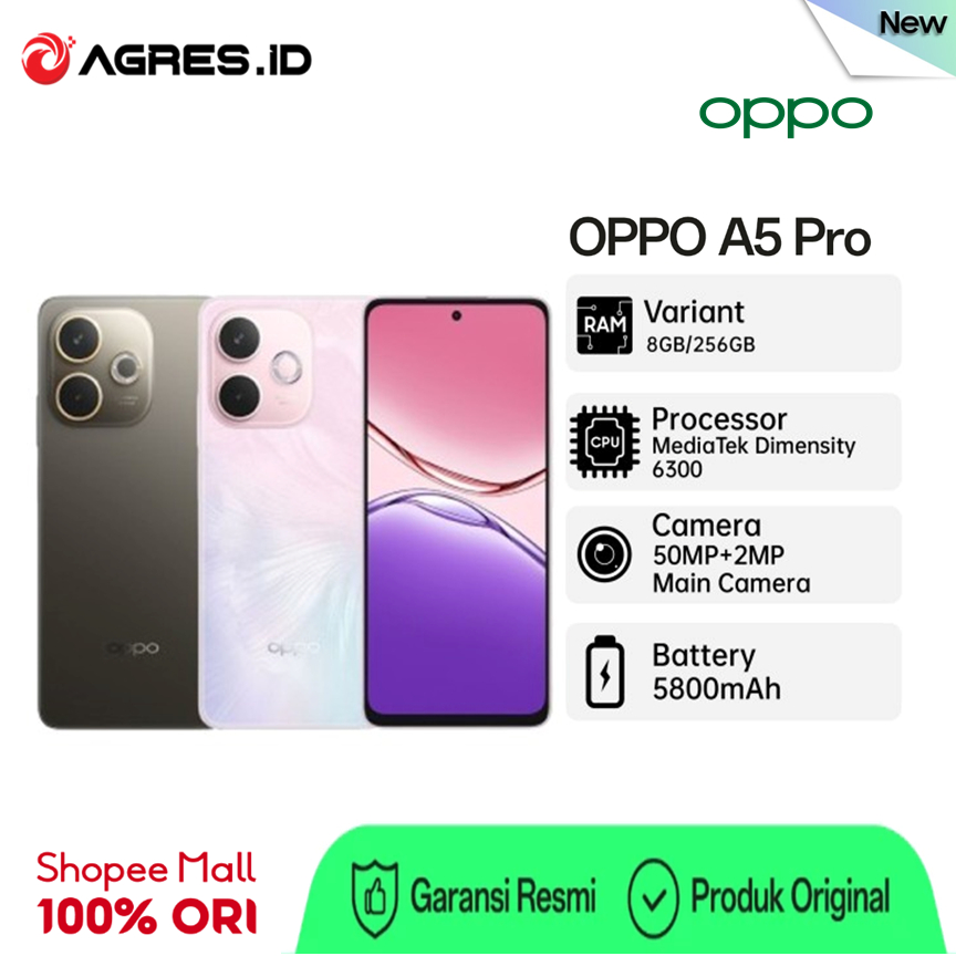 OPPO A5 PRO 8GB 128GB /256GB MOCHA BROWN  FREE CHARGER CASING SCREN IN BOX