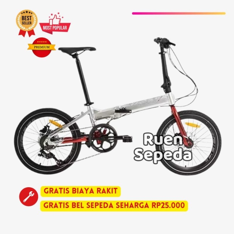 Sepeda Lipat Dewasa Police Texas B2W 20 Inch 8 Speed Alloy