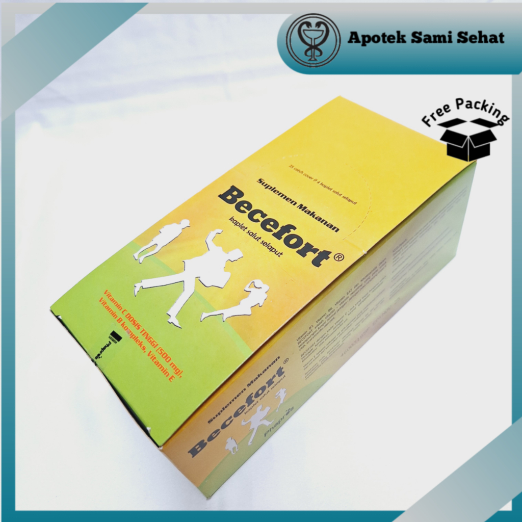 1 Box Becefort isi 25 catch cover  4 Kaplet - Kombinasi Vitamin C 500 mg, B kompleks, dan E