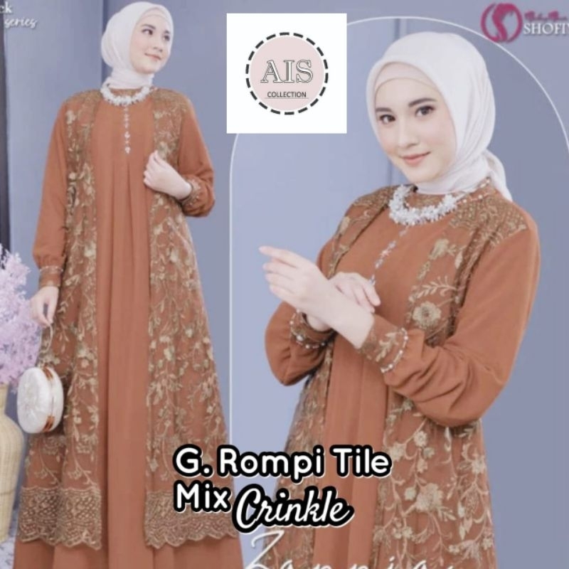GAMIS BROKAT KOMBINASI CRINKLE  BISA SERAGAMAN PREMIUM