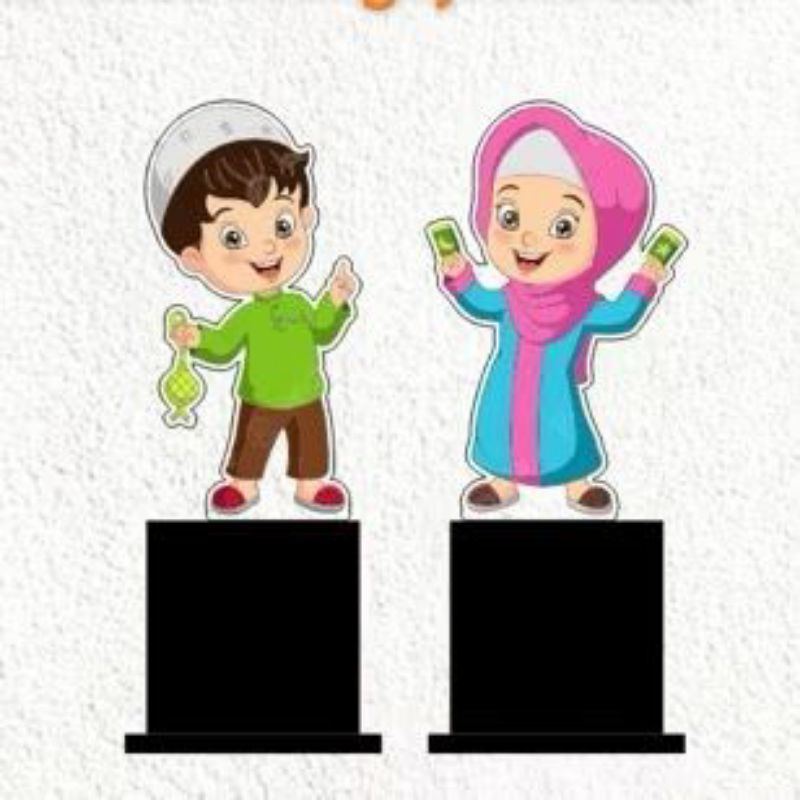 Piala Akrilik (Anak Muslim Biru Pink) - Piala Wisuda- Piala ANAK Muslim - Plakat Akrilik Wisuda - Pl