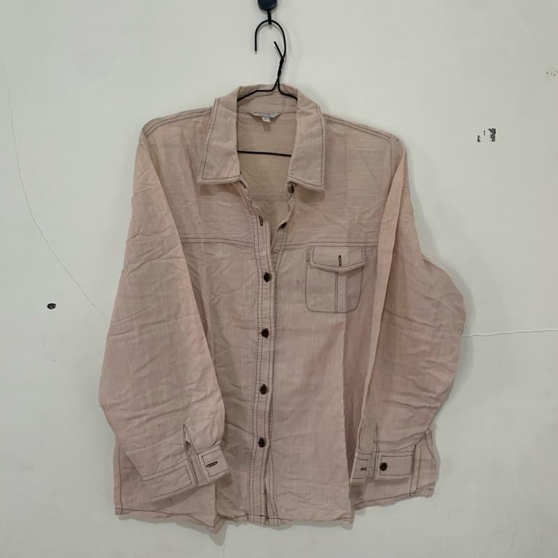 PRELOVED Camellia Shirt Khaki size m/ baju bekas kemeja