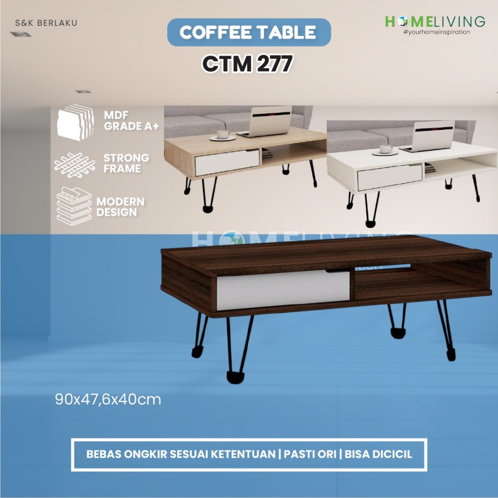 HOMELIVING - MEJA TAMU MINIMALIS - MEJA RUANG TAMU - MEJA TEH - MEJA KECIL