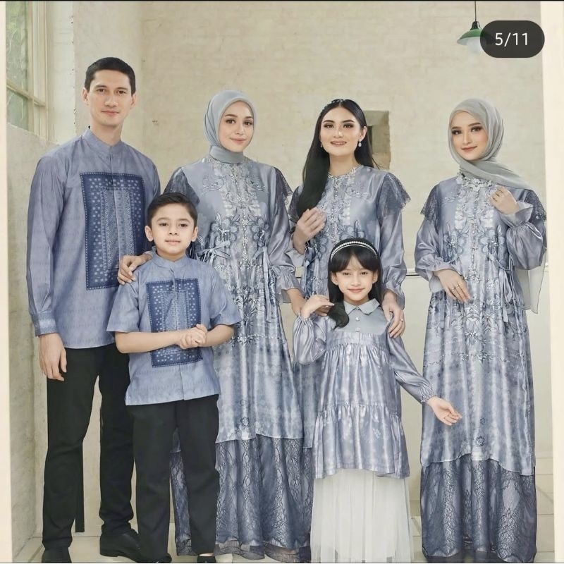 Camellia Raya Signature Dress Payet Koko Navy Dewasa Vanilla Hijab