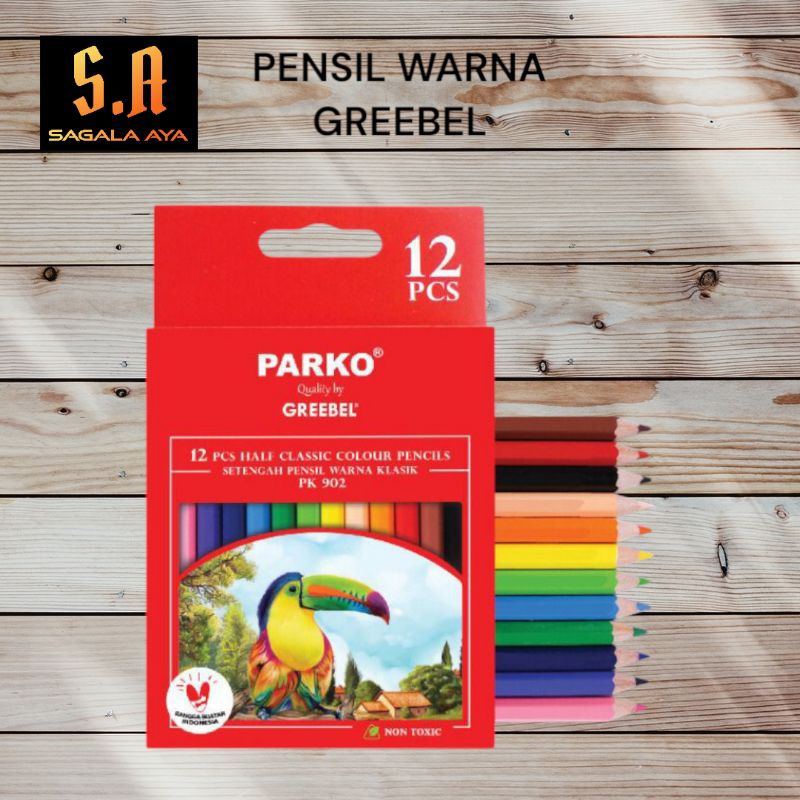 

Pensil warna 12 warna pendek greebel parko