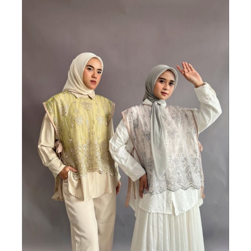 Kemeja Set Vest Brukat LV606