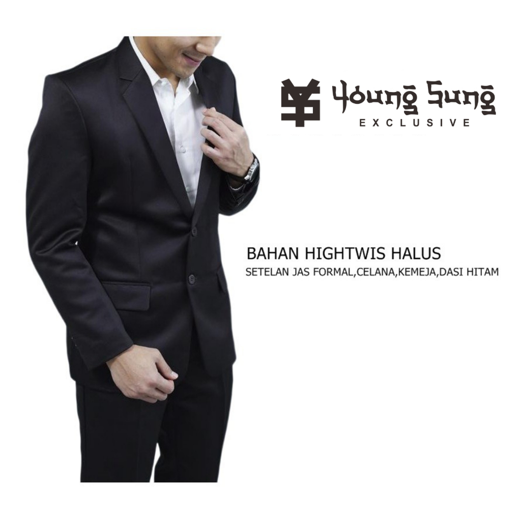 Setelan Jas Formal Pria Hitam Murah Paket Lengkap