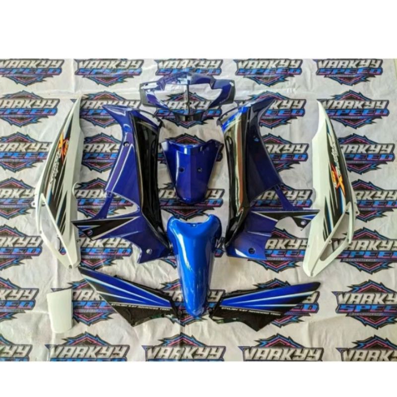 paket body fulset halus supra x 125 lama list hitam biru putih berkualitas tinggi