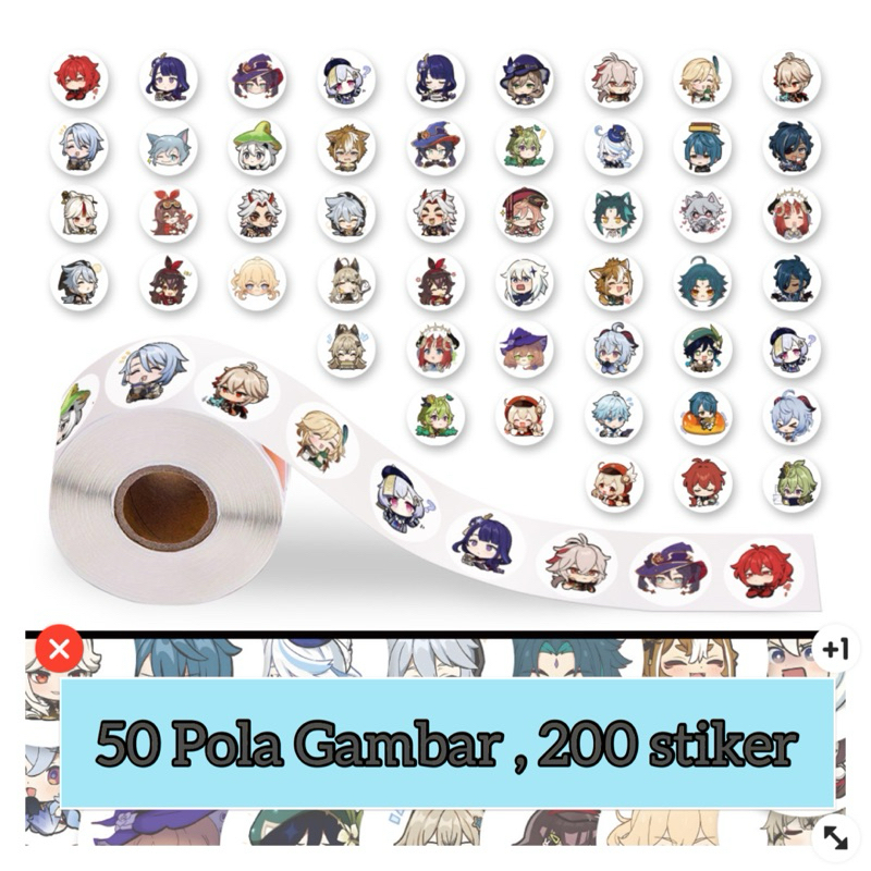 

(200 pcs)Kertas Stiker Pola Genshin Impact 50 Karakter berbeda