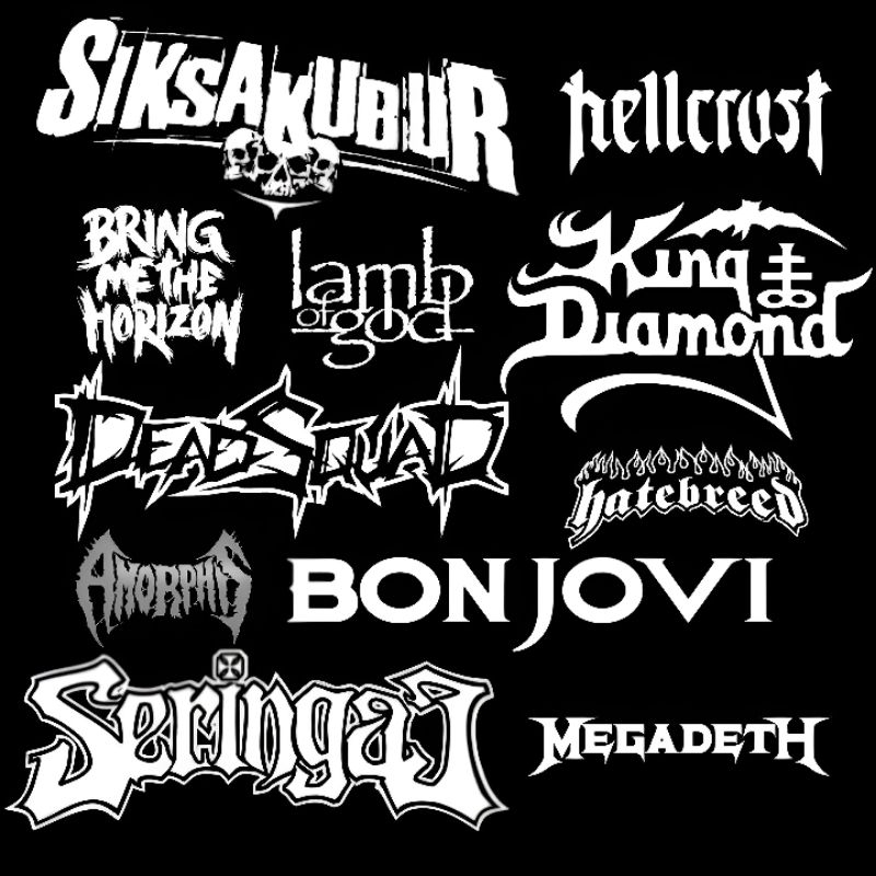 

Sticker Band Metal black white series Sudah Terpotong kotak isi 55 Pcs