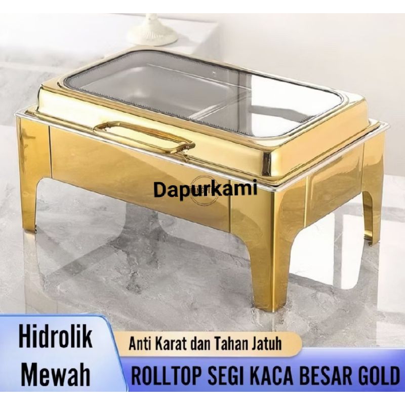 Roltop Gold Segi Rolltop prasmanan warna Gold / Chafing dish Roltop