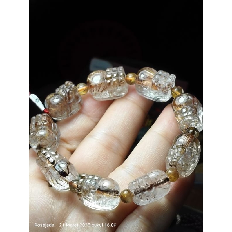 Gelang Crystal Rutilated Pixiu bersertifikat
