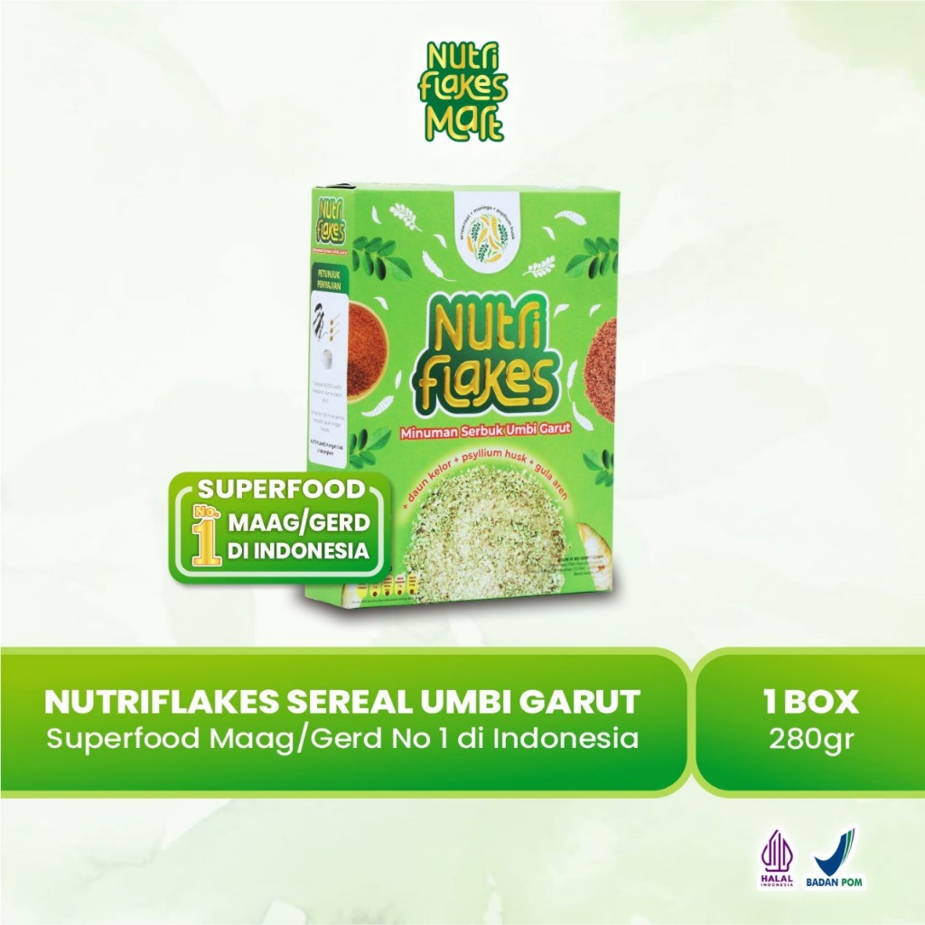 

Nutriflakes Original - Minuman Serbuk Umbi Garut Efektif Atasi Masalah Asam Lambung, Maag, dan Gerd