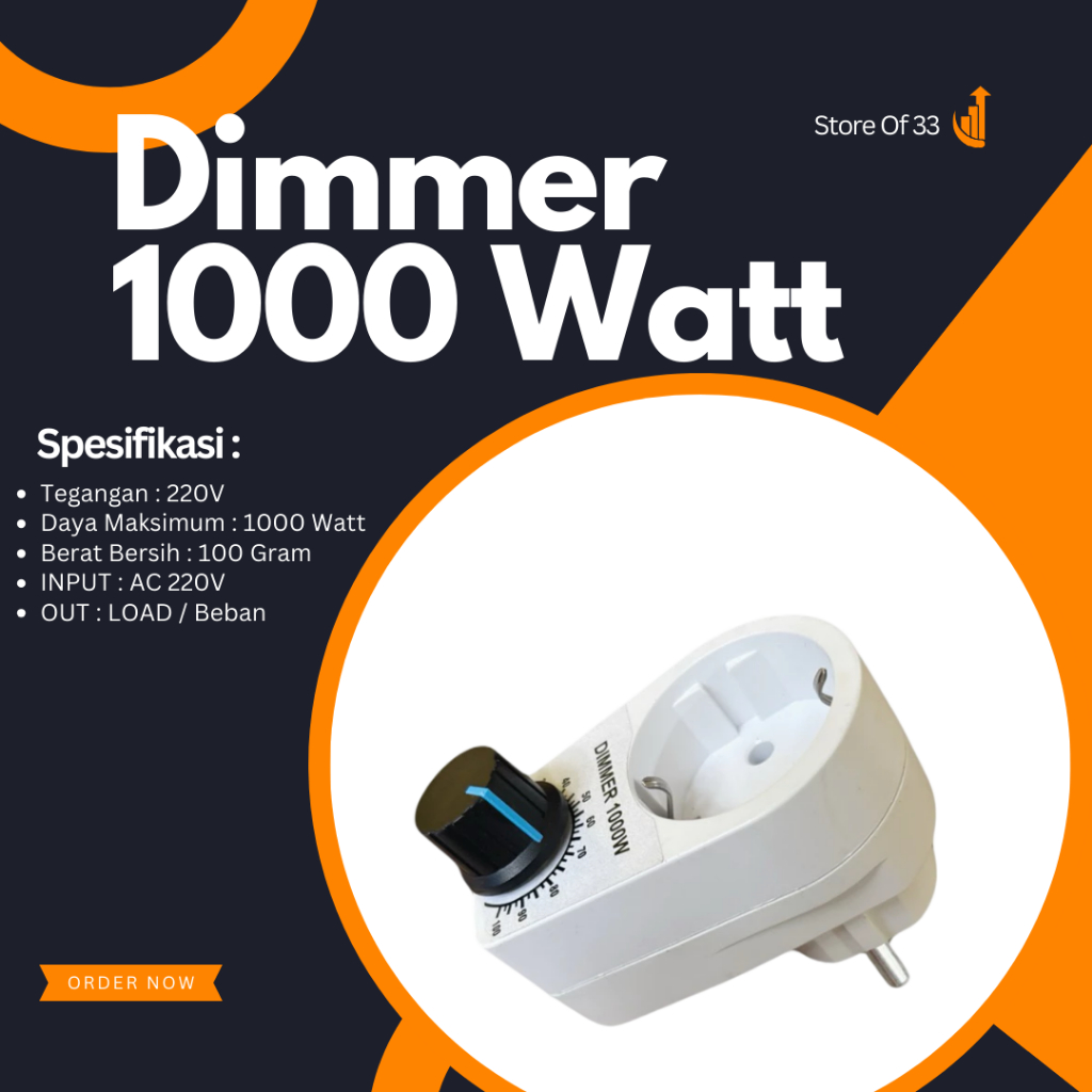 Dimmer 1000w pengatur kecepatan kipas angin bohlam