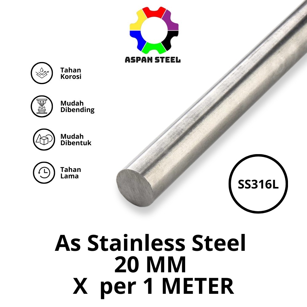 As 20 mm stainless steel 316
