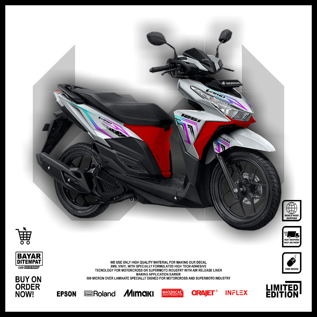 STRIPING TRANSPARAN VARIO LED OLD 125 - 150 STIKER TRANSPARAN VARIO SIMPLE