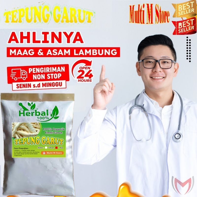 

2 Kilo Gram Tepung Pati Garut Super Premium | Efektif Mengobati Maag Dan Asam Lambung