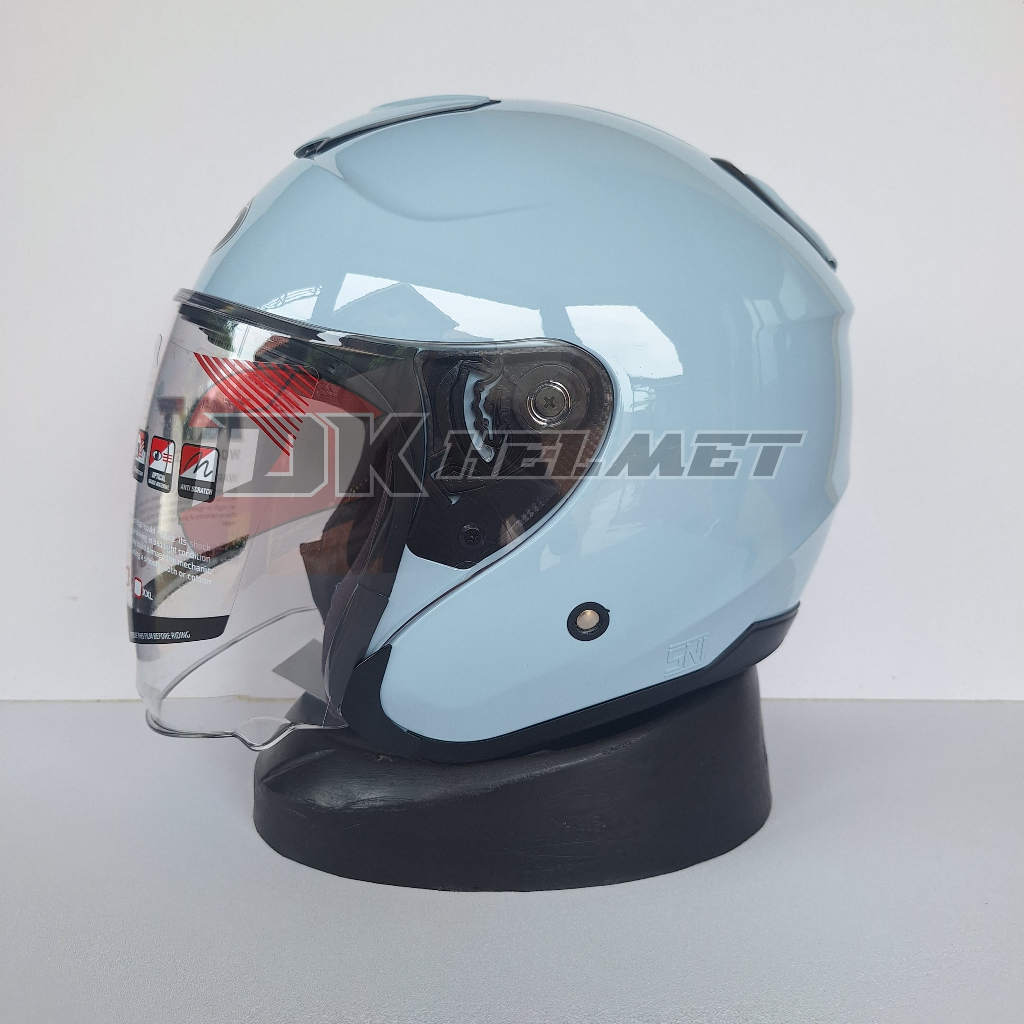 Helm Half Face KYT Kyoto R Solid Steel Blue Glossy Biru Muda Gloss Original