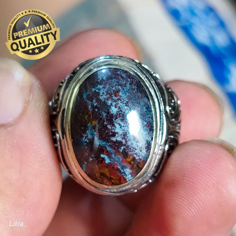 code 72. Batu cincin natural badar besi pancawarna.