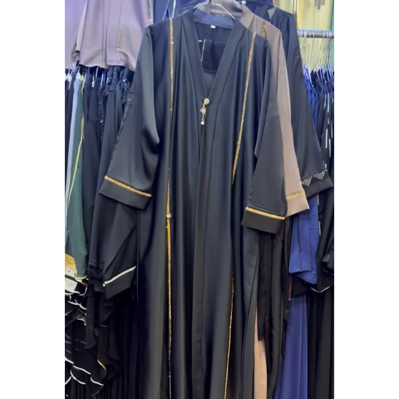 ABAYA MADINAH BLACK GOLD + PASHMINA SET