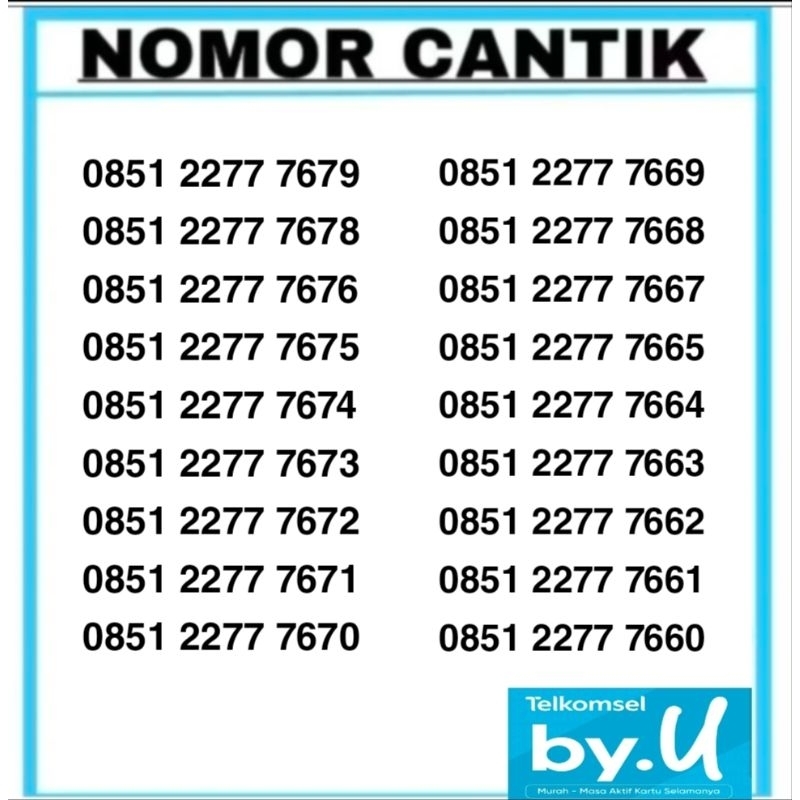 NOMOR CANTIK TELKOMSEL ByU