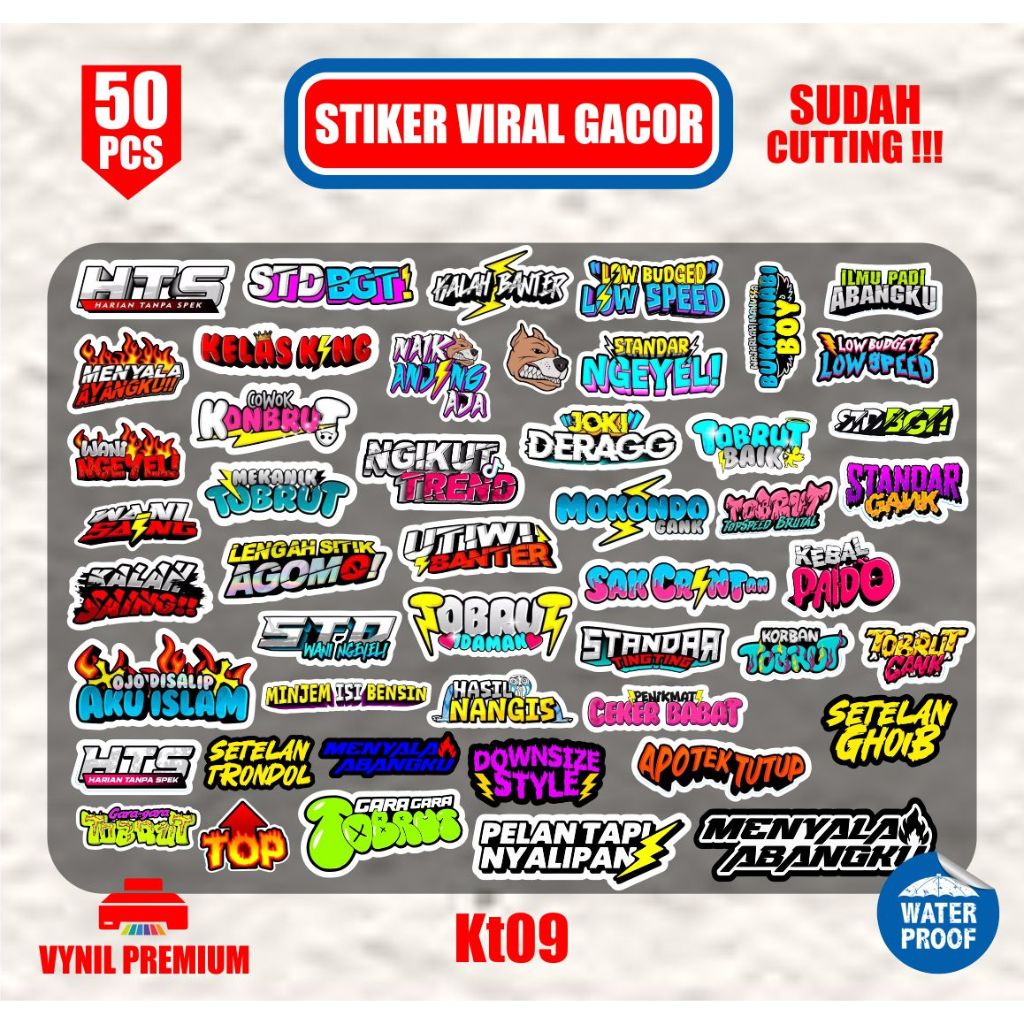 

50pcs stiker pack kata kata viral sudah terpotong tinggal tempel