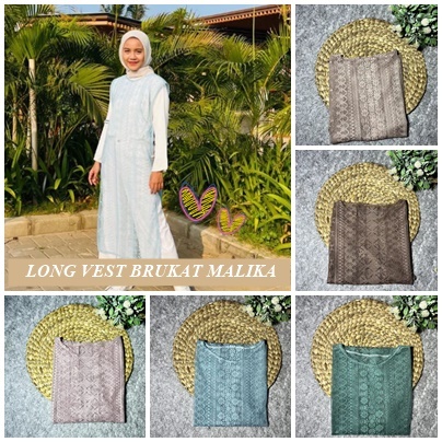 Vest Brokat  Outer Brukat  Long Outer  Baju Lebaran Outer Brokat KekinianOuter Brokat Olla Long Vest