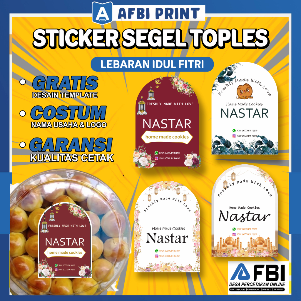 

[Boleh Custom Nama Usaha] Stiker Label Kemasan Nastar Rounded Stiker label sticker segel toppes Toples Desain Elegant Spesial Ramadhan & Lebaran Free Cutting