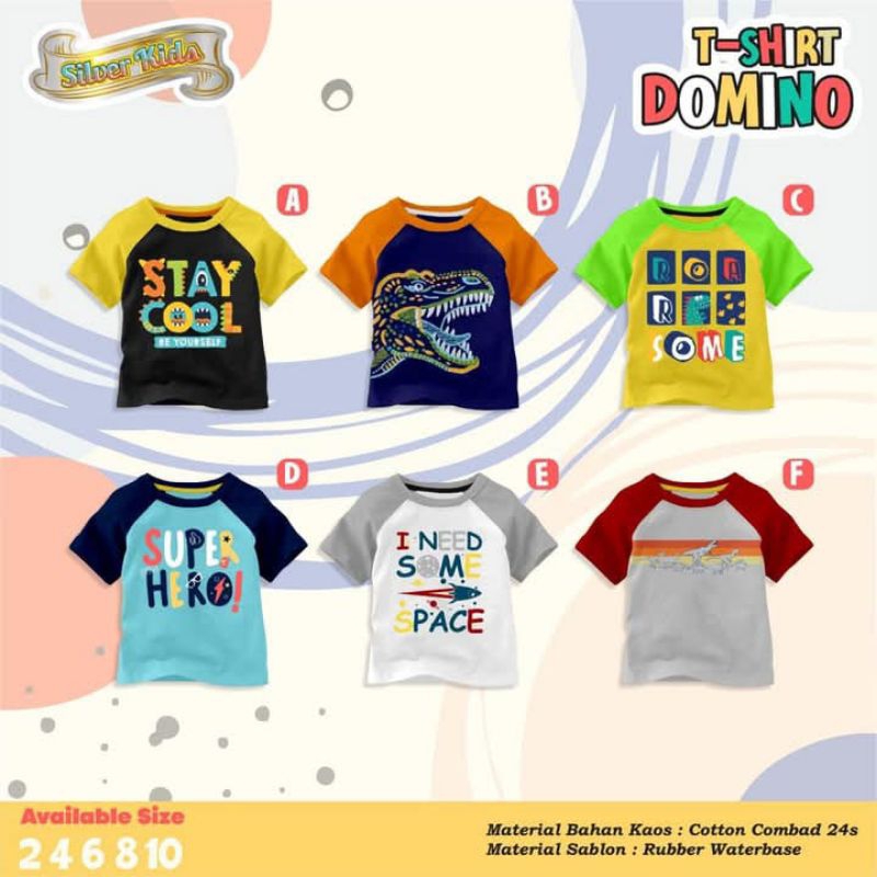 T-Shirt Domino Kaos Anak Cowok keren Terbaru by Silverkids