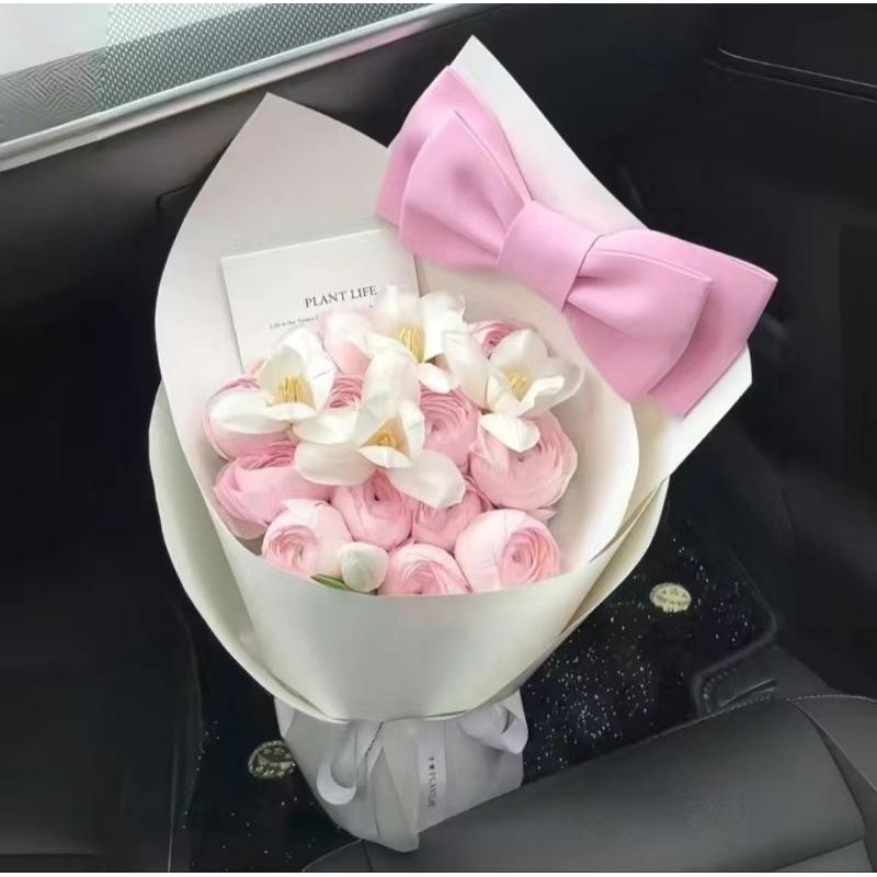 Buket bunga artificial pita + paper bag