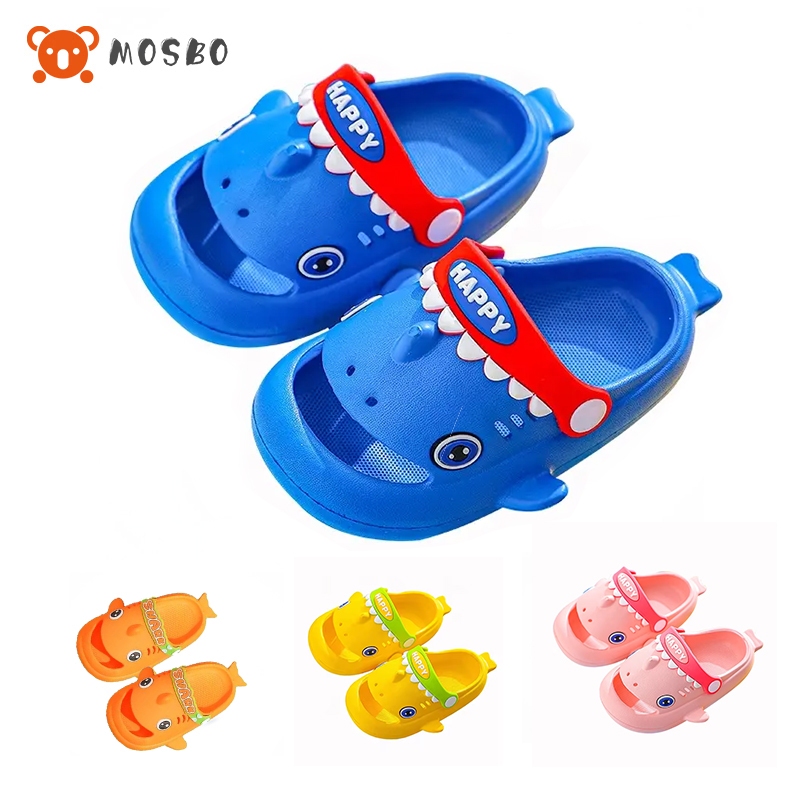 MOSBO Sepatu anak Laki laki sandal slop unisex sepatu bakpao sandal karet pvc ikan SHARK sendal anak