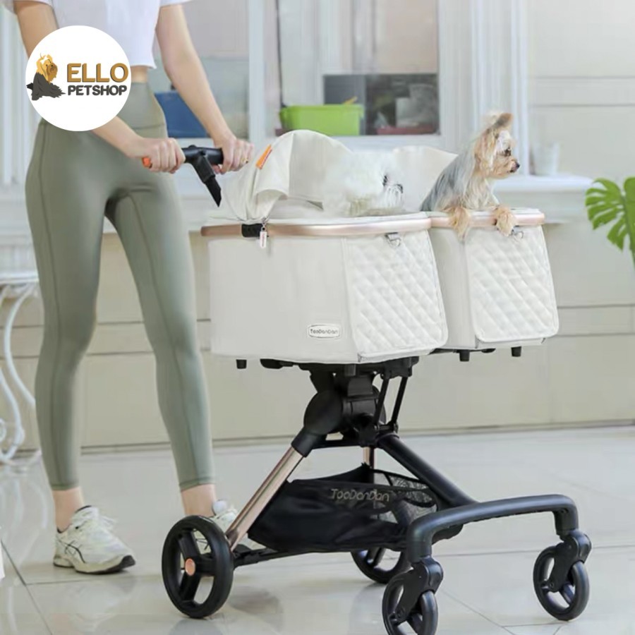 TOODANDAN TWIN / PET STROLLER DOUBLE CABIN / DOG STROLLER / CAT STROLLER / STROLLER KEMBAR ANJING KU