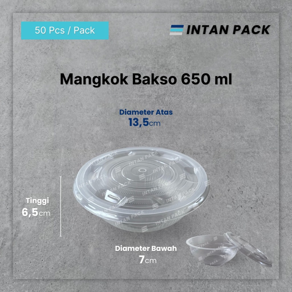 Mangkok Bakso 650 ml Plastik Bening Microwave (isi 50 pcs)