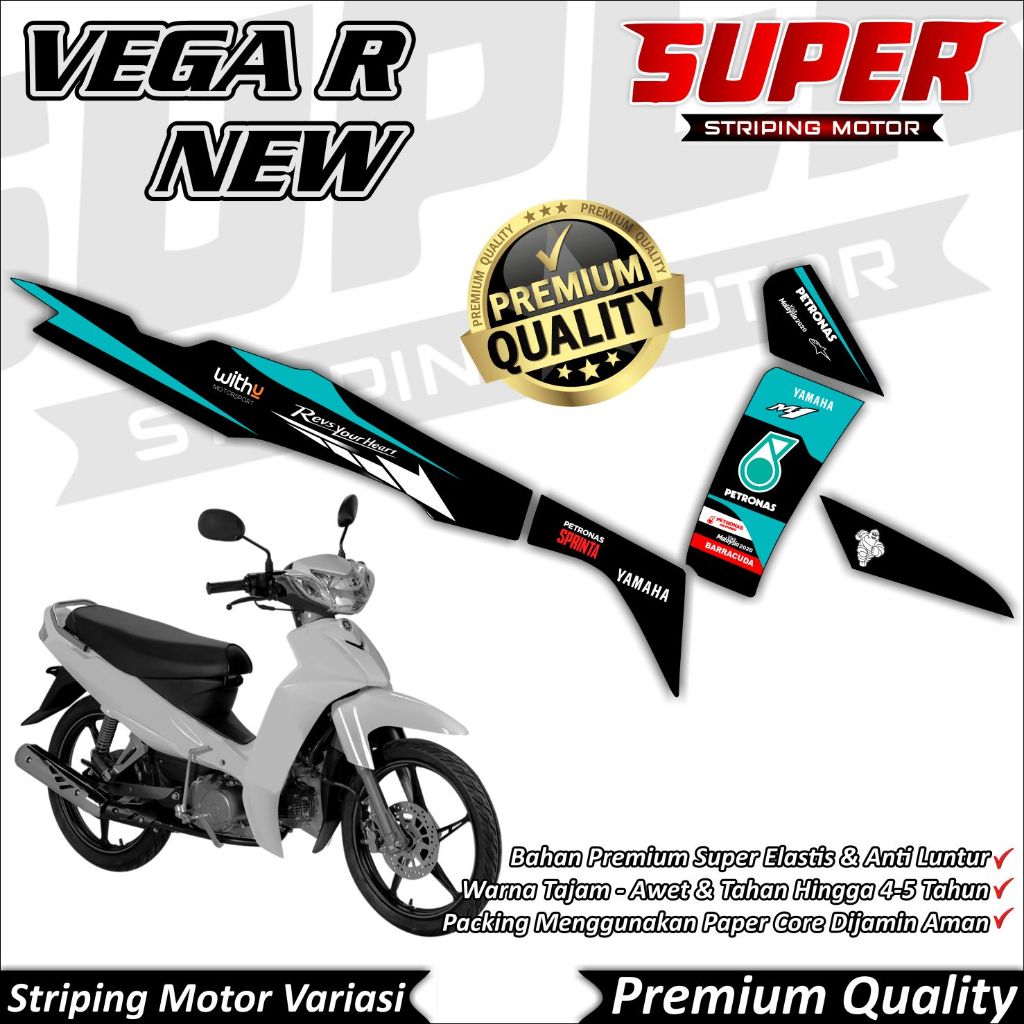 Stiker Vega R New Anti Luntur keren Striping Vega R New Striping Yamaha Vega R New Petronas