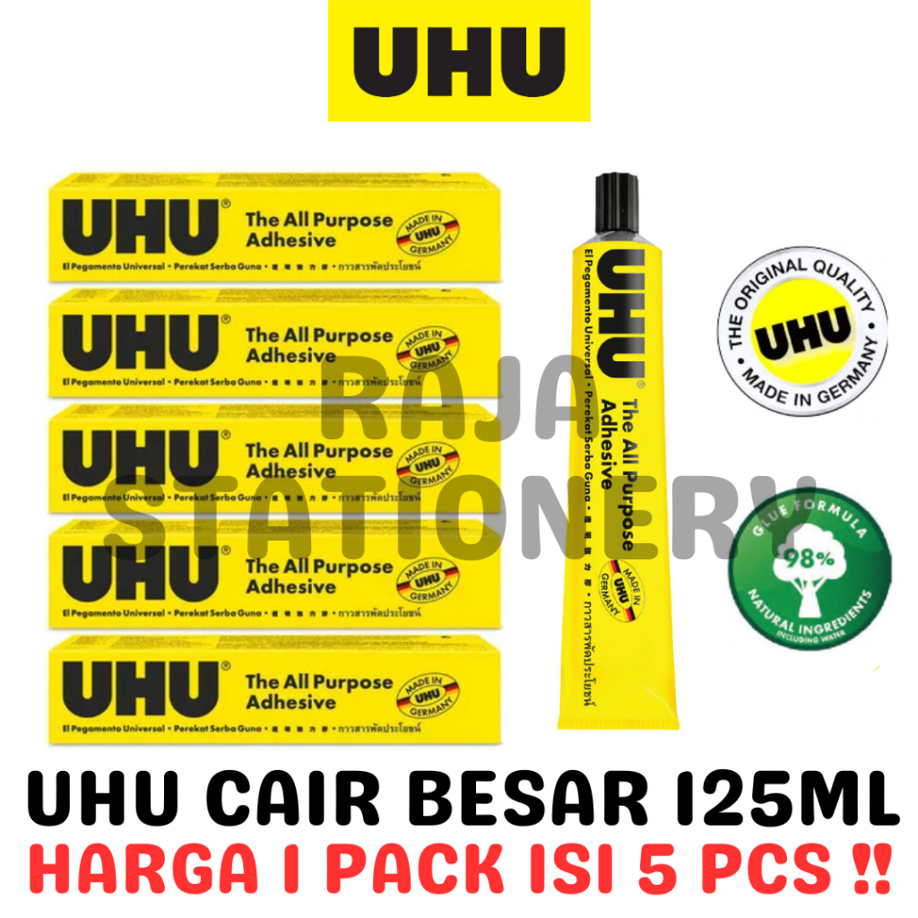 

UHU ALL PURPOSE GLUE 125ML BIG JUMBO LEM UHU CAIR BENING BESAR SERBAGUNA PACK [5PCS]
