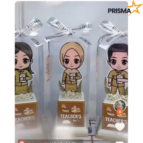 PIALA GURU AKRILIK TATAKAN PUTIH ( MIKA DIJUAL TERPISAH ) Custom Kado Hari Guru Plakat Guru Custom