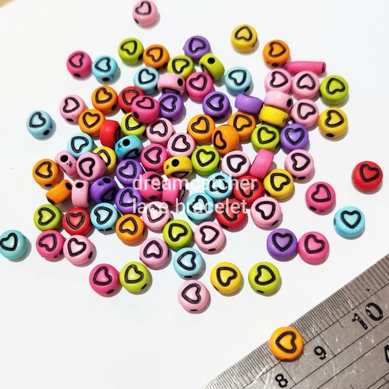 mute manik manik gelang kalung hati pastel